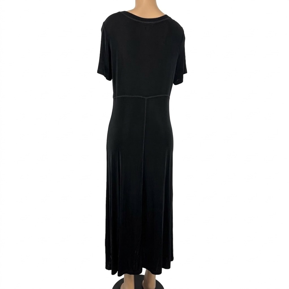 Travel Smith Women’s Sz XL Black Short Sleeve Maxi Dress Slinky Stretchy Comfort - Picture 3 of 11